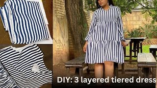 How to cut a perfect tiered dress with gathered sleeves [upl. by Caron]