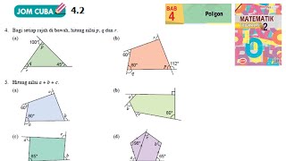 KSSM Matematik Tingkatan 2 Bab 4 poligon jom cuba 42 no4 no5 buku teks form2 [upl. by Vinita]