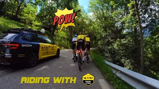 On the way to Italy with Jonas Vingegaard Wout van Aert and Laporte 🐝 [upl. by Akimaj]