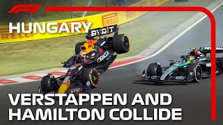 Verstappen and Hamilton Collide  2024 Hungarian Grand Prix [upl. by Funk]