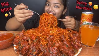 SPICY CHICKEN SCHEZWAN NOODLES 🔥 WITH CHICKEN LOLLIPOP 🍗  BIG BITES MUKBANG  FOOD EATING VIDEOS [upl. by Nosidda]