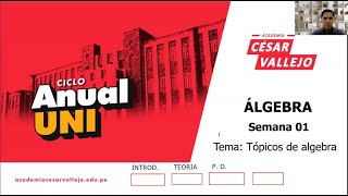 S1 Ãlgebra Anual CÃ©sar Vallejo 2024 [upl. by Ewall]