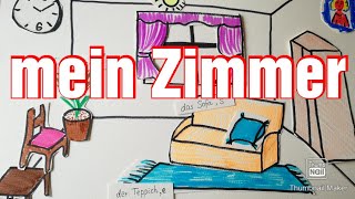 Deutsch A1 Mein Zimmer My room моя комната Möbel auf Deutsch [upl. by Barber279]