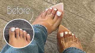 The Perfect White Toe Pedi Using Polygel [upl. by Gnas]