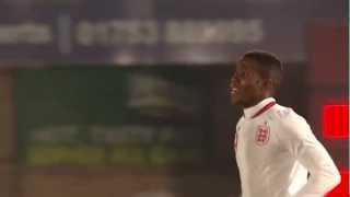 Wilfried Zahas stunning first U21s goal  England U21s vs Romania [upl. by Anirazc]