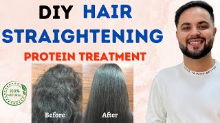 Permanent Hair Straightening amp Protein Treatment at Home  100 Natural [upl. by Bonita]