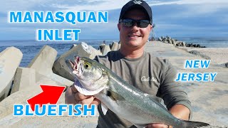 Catching Bluefish at the Manasquan Inlet Catch amp Clean [upl. by Nirret]