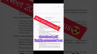 Neet 2024 🎉 syllabus official annoucement 😍 reduced syllabus pdf download neetsyllabus neet2024 [upl. by Stanhope]