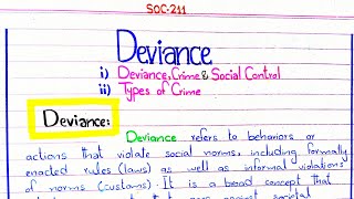 Deviance  Crime  Types of Crime  Social Control SOC211 pu [upl. by Germaun416]