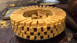 MYSORE PAK Making And Cutting Skills  Indian Sweets  Mysore Pak Recipe  Big Food Zone [upl. by Cavanaugh]