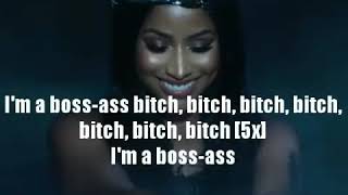 Nicki Minaj Boss Assbitch Lyrics Video [upl. by Nallad]