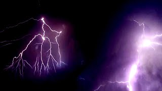 Intense Thunderstorm And Lightning Strikes At Night  Background Video Effects HD [upl. by Nahs222]