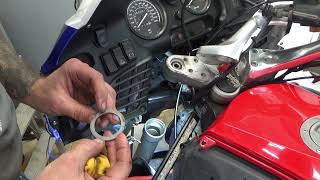 BMW R1100RT Fork oil seal change part 4 [upl. by Nemracledairam711]