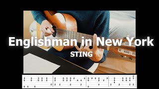 Englishman in New York  Sting Free TAB  Fingerstyle Guitar Solo [upl. by Jowett]