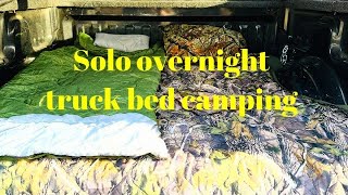 Solo truck camping with new truck bed air mattress [upl. by Akcirehs832]