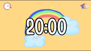 20Minute Countdown Timer with Alarm Rainbow 🤍🎼⏰🌈 [upl. by Seldun165]