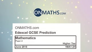 2018 Edexcel Maths GCSE Paper 2 Predicted Paper for Higher Calculator Exam 1MA12H [upl. by Christoph]