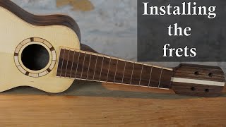 Installing frets on the soprano ukulele [upl. by Melville]