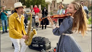 15 year old STOPS TRAFFIC with her performance  Flowers  Karolina Protsenko amp Daniele Vitale Sax [upl. by Avad]