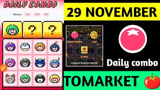 Tomarket Daily Combo 29 November  Tomato Daily Combo Today  Tomarket Airdrop daily combo card [upl. by Acirem933]