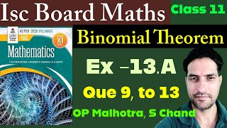 Isc Maths Class 11 Binomial Theorem  Ex 13A  OP Malhotra  S Chand [upl. by Boyce]