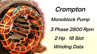 Crompton Greaves 3 Phase  2 Hp  18 slot  2800 Rpm Winding Data In Hindi [upl. by Jada]