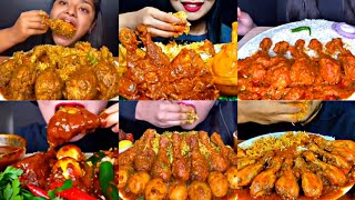 ASMR EATING SPICY CHICKEN BIRYANI CHICKEN CURRY EGGS  BEST INDIAN FOOD MUKBANG Foodie India [upl. by Nosrac]