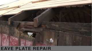 Eave plate repair for a timber frame barn unseen damage [upl. by Swarts]