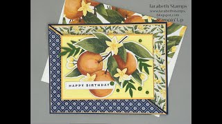 Stampin Up Citrus Bloom Diagonal Joy Fold Card Video Tutorial by Tarabeth Stamps [upl. by Iinde]