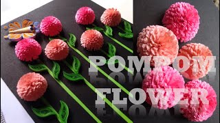 DIY Home DecorationHow to make pompom flowersPaper quillingTutorial [upl. by Marley]