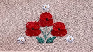 Poppies Flower Embroidery for beginners [upl. by Akeemahs568]