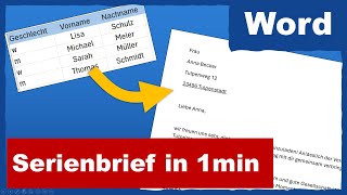 Word Serienbrief in 1 min [upl. by Wahl915]