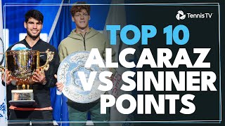 Top 10 Shots amp Rallies From EPIC Jannik Sinner vs Carlos Alcaraz Beijing Final 🤩 [upl. by Colly919]