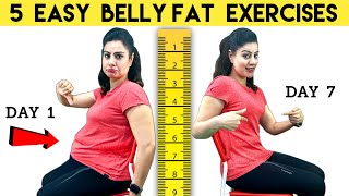 5 Belly Fat Exercises For Beginners  How To Lose Belly Fat in 1 Week at Home in Hindi [upl. by Manaker]