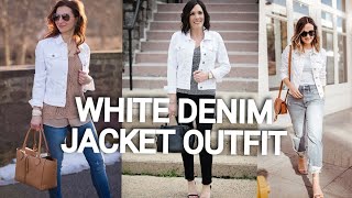 WHITE DENIM JACKET OUTFITS💝How to wear white Denim Jacket for summer 202223 [upl. by Ovatsug]