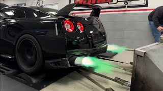 The most aggressive pops amp bangs and flames from a Nissan GTR R35 [upl. by Arrej]