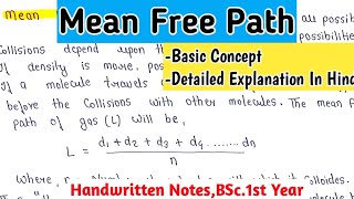 Mean Free Path  Gaseous State Chemistry  BSc1st year Physical Chemistry Notes [upl. by Leiso]