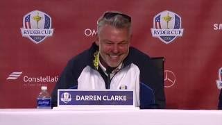 European Ryder Cup Captain Darren Clarke speaks with media about week of preparation [upl. by Lukey375]