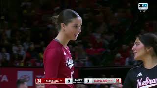 Merritt Beason Andi Jackson Nebraska Husker Volleyball vs Maryland 113024 huskers nebraska [upl. by Otipaga]