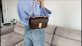 Louis Vuitton Pochette Metis East West Bag Review [upl. by Suicul325]