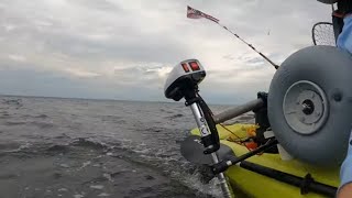 Trolling motor on compass kayak Watersnake T24 side mount on the water reviewtests  SEA BASS [upl. by Alexio]