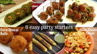 6 easy starters for new year party  Party appetizer  snack ideas  Easy and quick party recipes [upl. by Ansell]