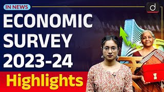 Economic Survey 202324 Nirmala Sitharaman InNews  Drishti IAS English [upl. by Llerrem990]