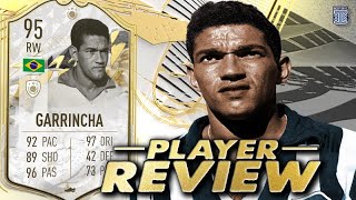 95 PRIME ICON MOMENTS GARRINCHA PLAYER REVIEW SBC PLAYER FIFA 22 ULTIMATE TEAM [upl. by Notserc975]