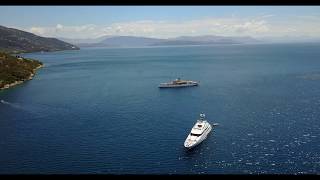 Aerial video Ipsos beach to Barbati Beach with yachts july 2017 [upl. by Andy]