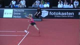 Maria Sharapova service  return game vs Victoria Azarenka  Porsche Tennis Grand Prix 2012 [upl. by Kolnos192]