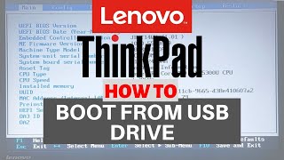 How to Boot Lenovo ThinkPad Laptop from USB Drive  Lenovo Bios Settings [upl. by Penrose673]