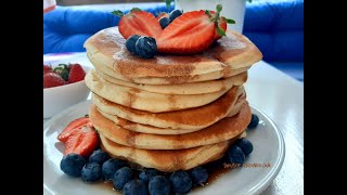 Amerykańskie pancakes bardzo puszyste i pyszne prosty przepis naśniadanie naobiad pancakes [upl. by Yeslrahc399]