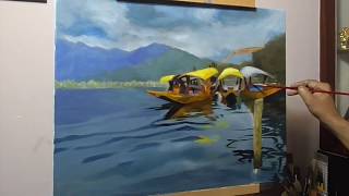 Dal Lake Kashmir India Oil Painting by Vilas Nayak [upl. by Kalle854]