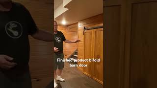 Finished Product Bifold Barn Door carpenter carpentry woodworking youtube youtubeshorts [upl. by Ertnom]